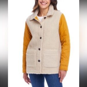 Weatherproof Sherpa Jacket with Quilted Sleeves Large